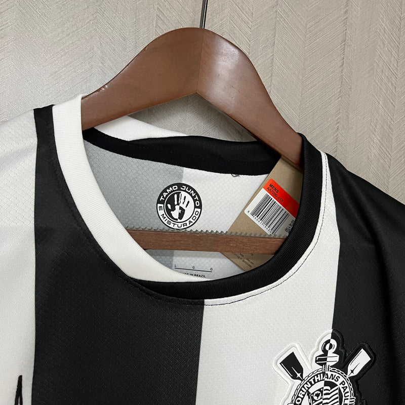 Camisa Corinthians [Com Patrocínio] 2024 Nike - Branca e Preta