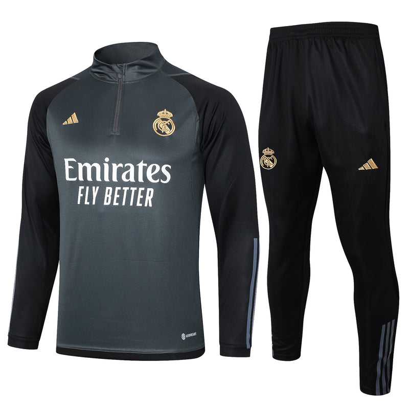 Conjunto Real Madrid 23/24 Cinza - Adidas - Com Fecho