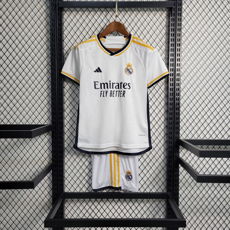 Kit Infantil Real Madrid I 23/24 Adidas - Branco