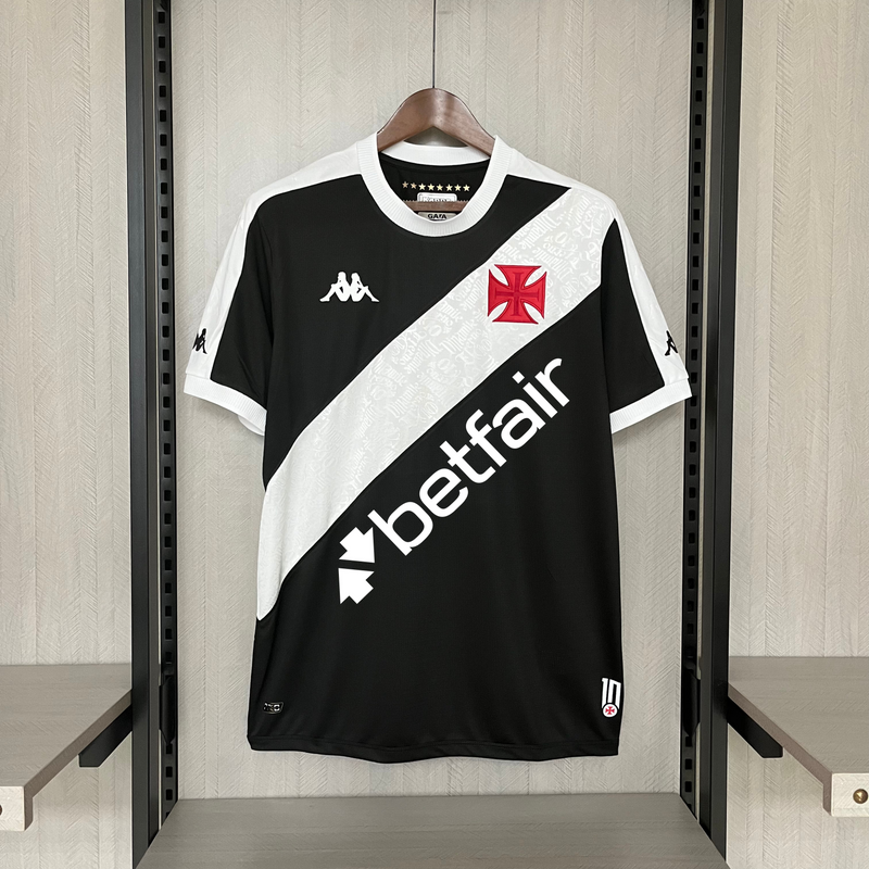 Camisa Vasco II [Com Patrocínio]  2024 Kappa - Preta com listra Branca