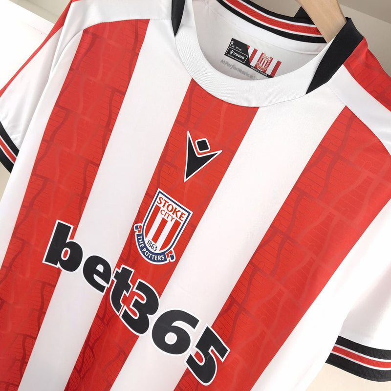 Camisa Stoke City 24/25 Macron - Vermelha e Branca