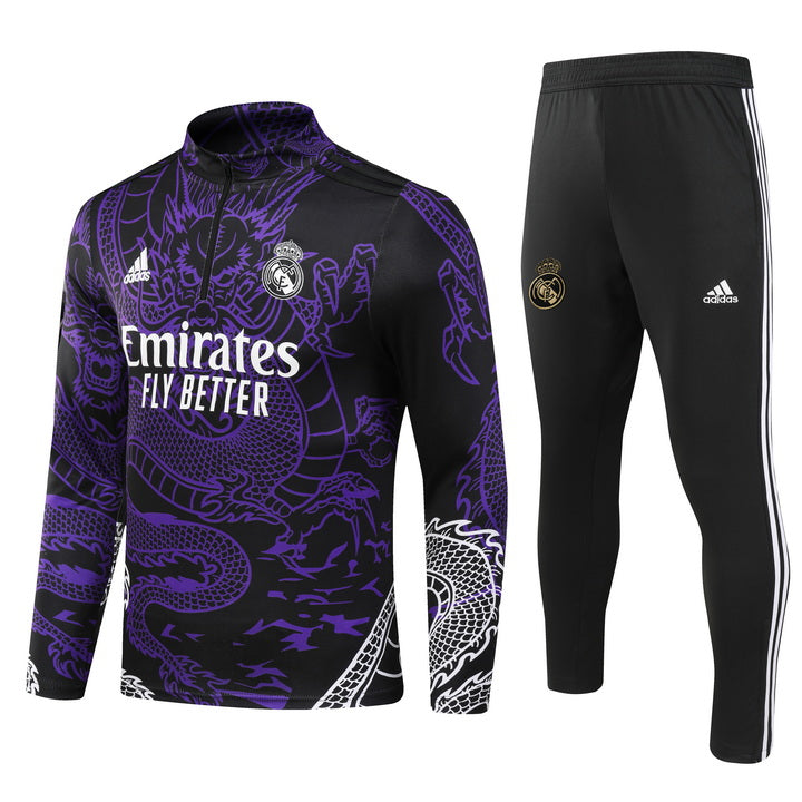 Conjunto Real Madrid 23/24 Preto - Adidas - Com Fecho