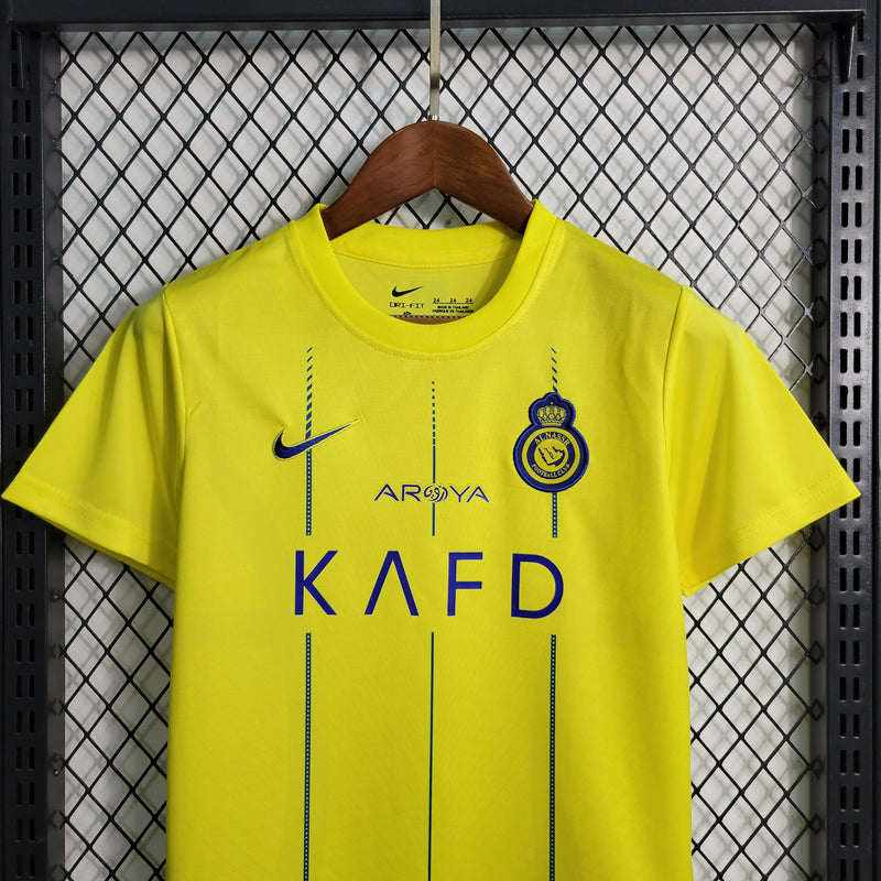 Kit Infantil Al Nassr FC I 23/24 Nike - Amarelo e Azul