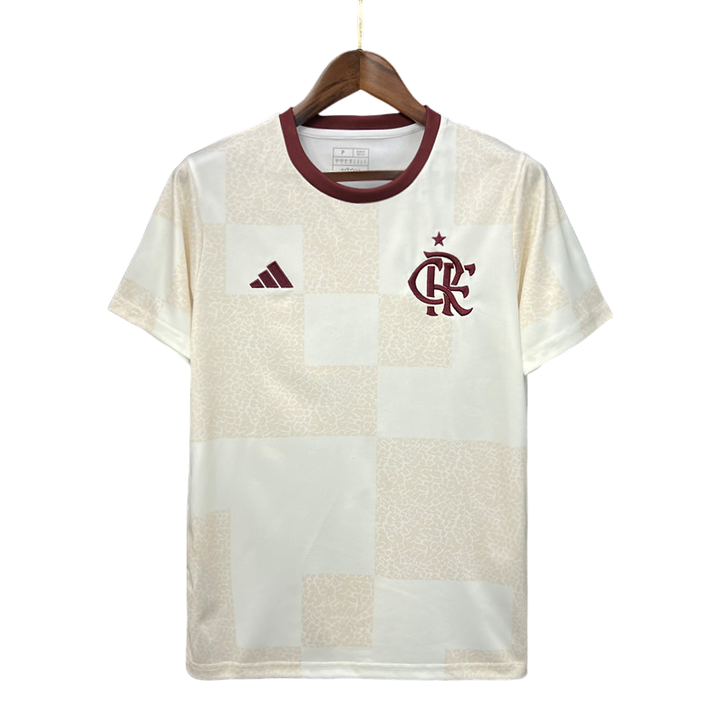 Camisa Flamengo pré-jogo 2024 Adidas - Branca