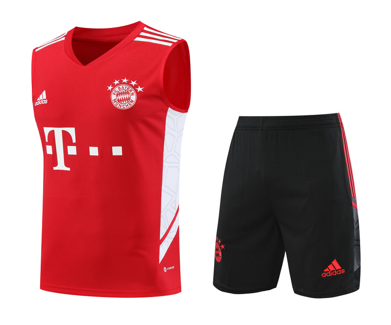 Kit Treino Bayern de Munique 2023/24 Adidas - Vermelho