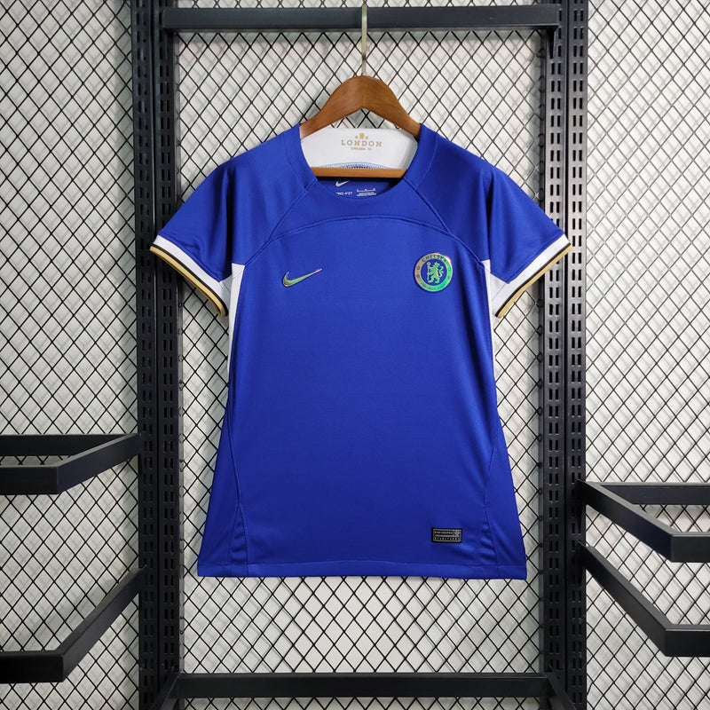 Camisa Feminina Chelsea I 23/24 Nike - Azul