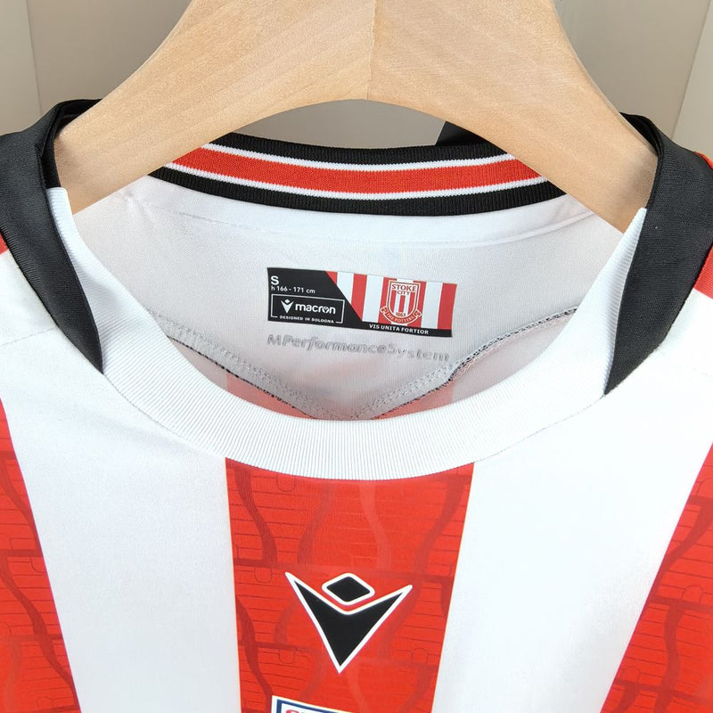 Camisa Stoke City 24/25 Macron - Vermelha e Branca