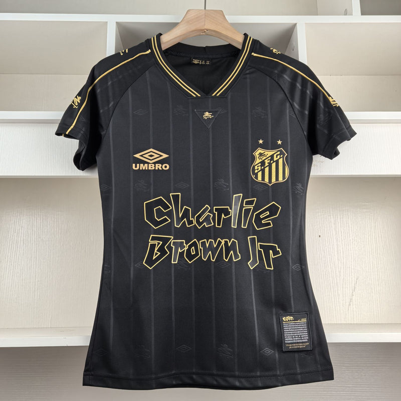 Camisa Santos Edição Especial Charlie Brown Jr. Feminina 2024 Umbro - Preta