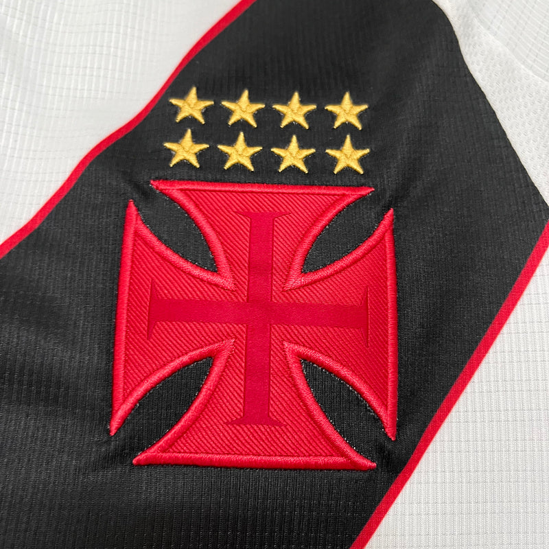 Camisa Vasco I [Com Patrocínio]  2024 Kappa - Branca com listra Preta