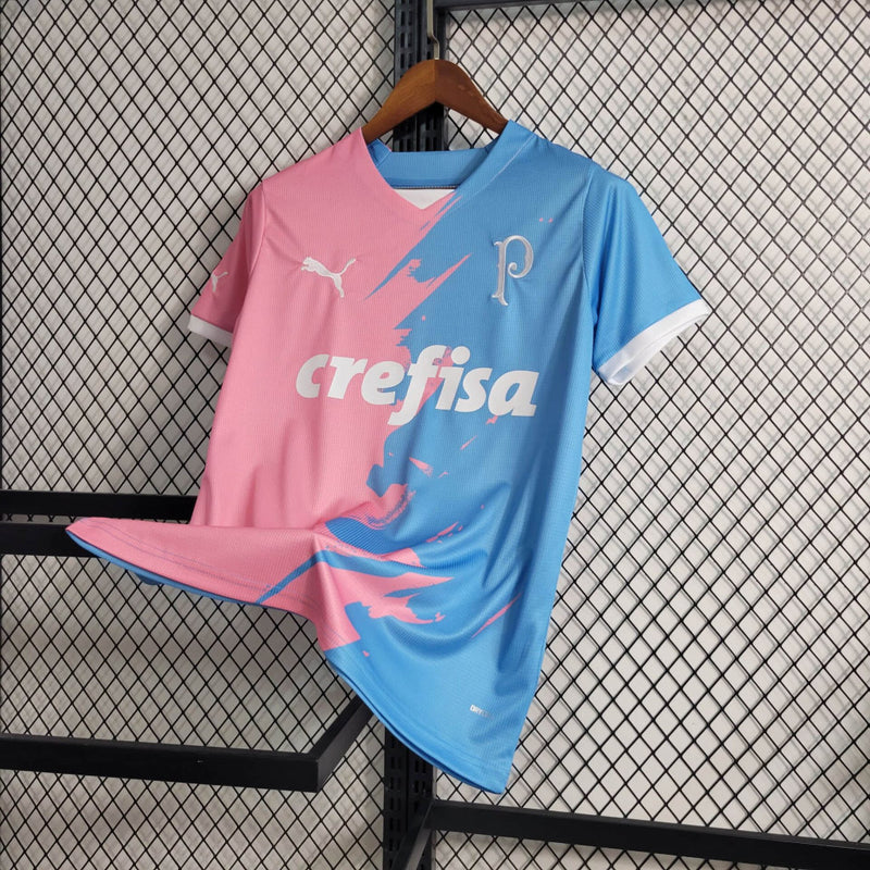 Camisa Palmeiras Outubro Rosa 23/24 Puma - Azul e Rosa