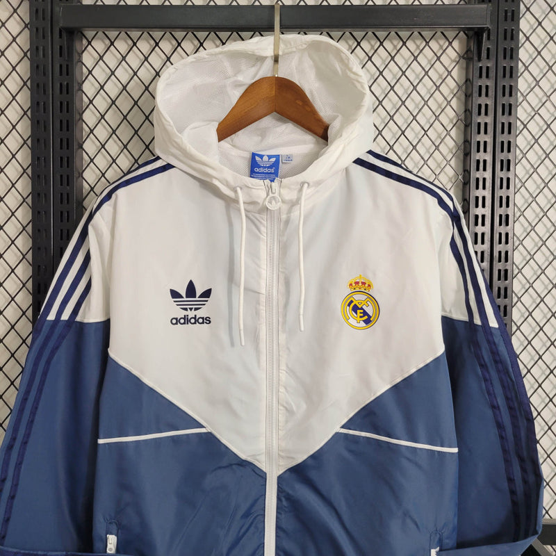 Corta-vento Real Madrid 23/24 Adidas - Azul e branco