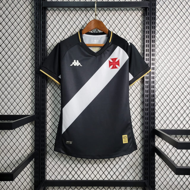 Camisa feminina Vasco II 23/24 Kappa - Preto com listra Branca