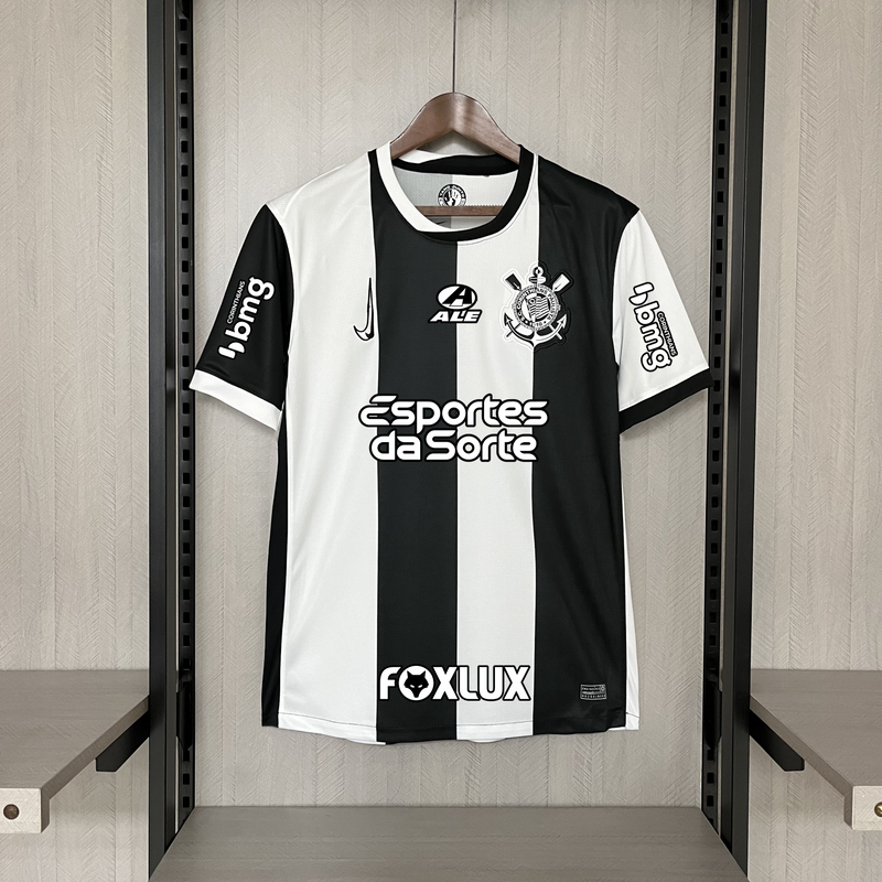 Camisa Corinthians [Com Patrocínio] 2024 Nike - Branca e Preta