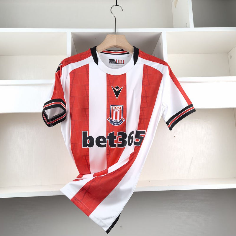 Camisa Stoke City 24/25 Macron - Vermelha e Branca