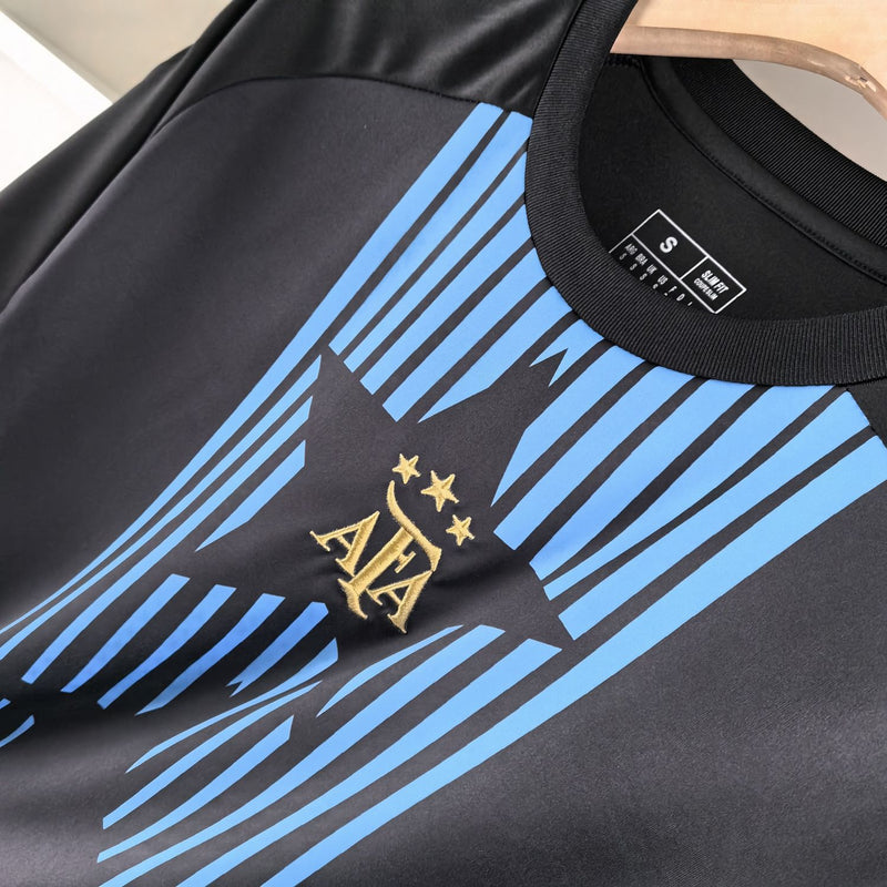 Camisa Seleção Argentina Pré-Jogo 2024 Adidas - Preta e Azul