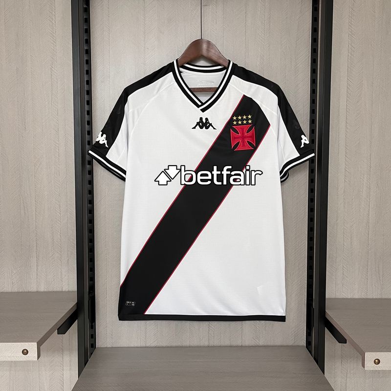 Camisa Vasco I [Com Patrocínio]  2024 Kappa - Branca com listra Preta