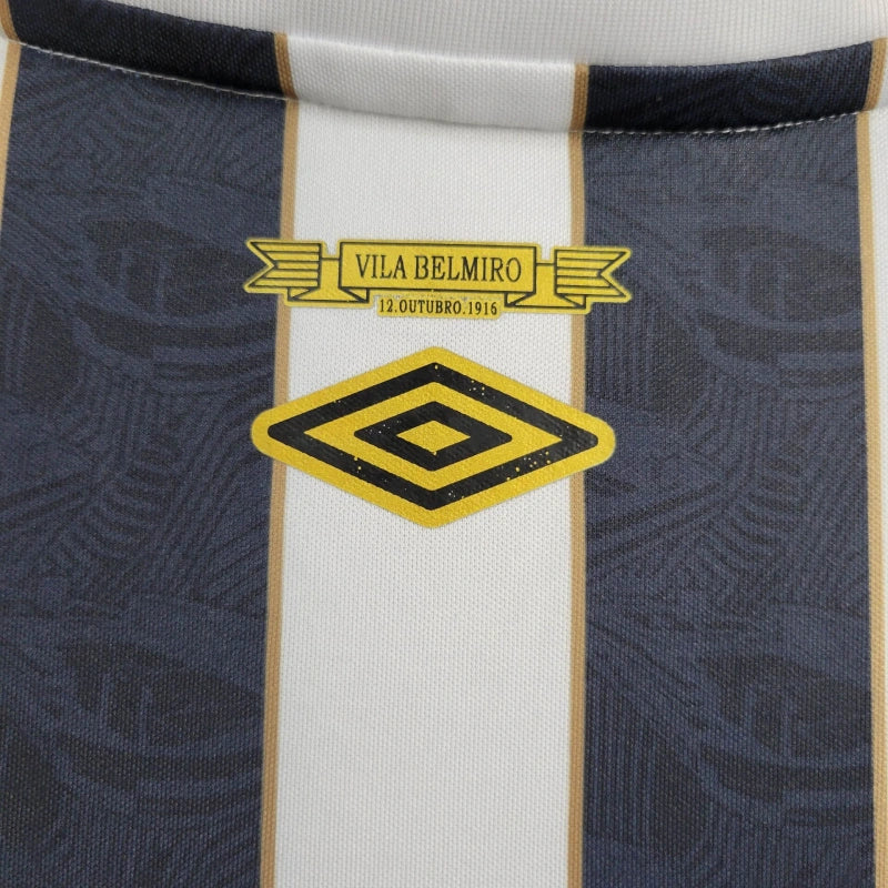 Camisa Santos II [Com Patrocínio] 2024 Umbro - Branca e Preta