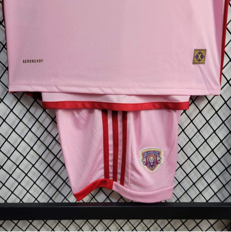 Kit Infantil Orlando City 2024 Adidas - Rosa