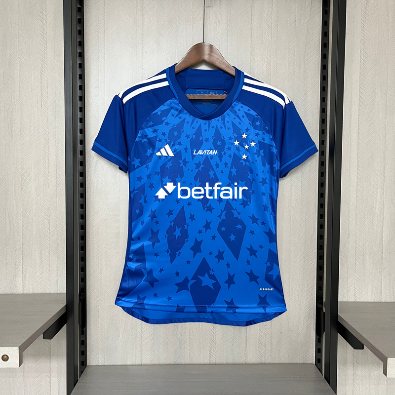 Camisa Cruzeiro Feminina [Com Patrocínio] 2024 Adidas - Azul