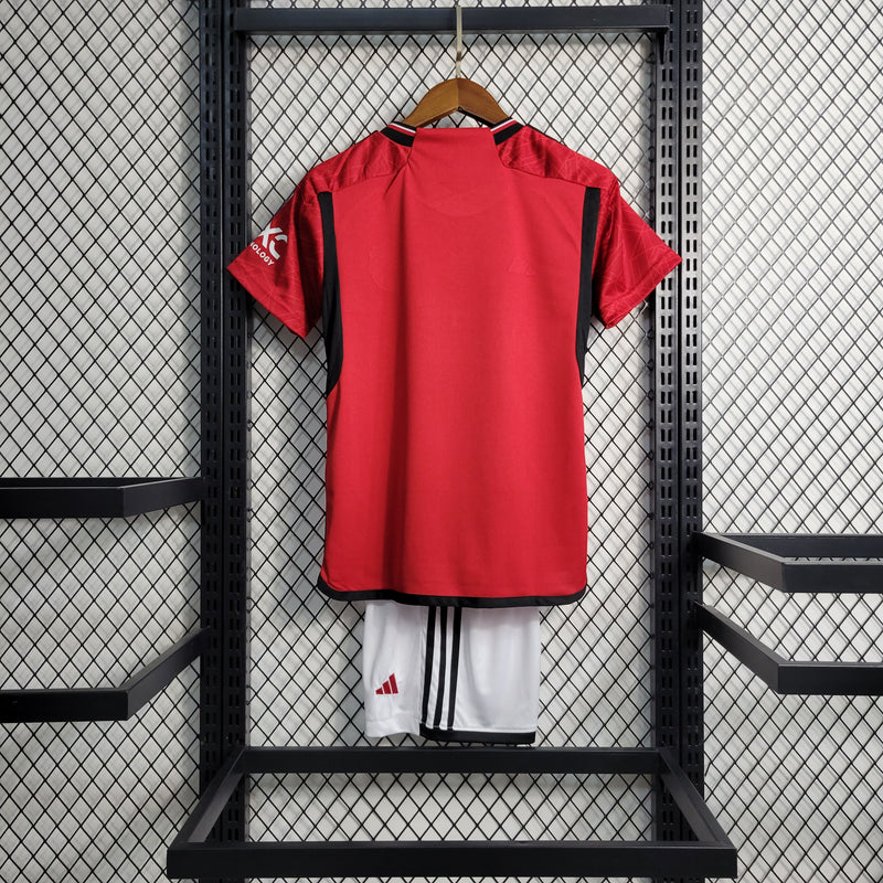 Kit Infantil Manchester United I 23/24 Adidas - Vermelho