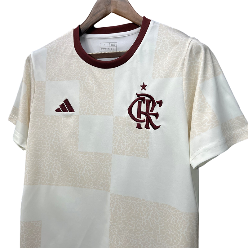 Camisa Flamengo pré-jogo 2024 Adidas - Branca