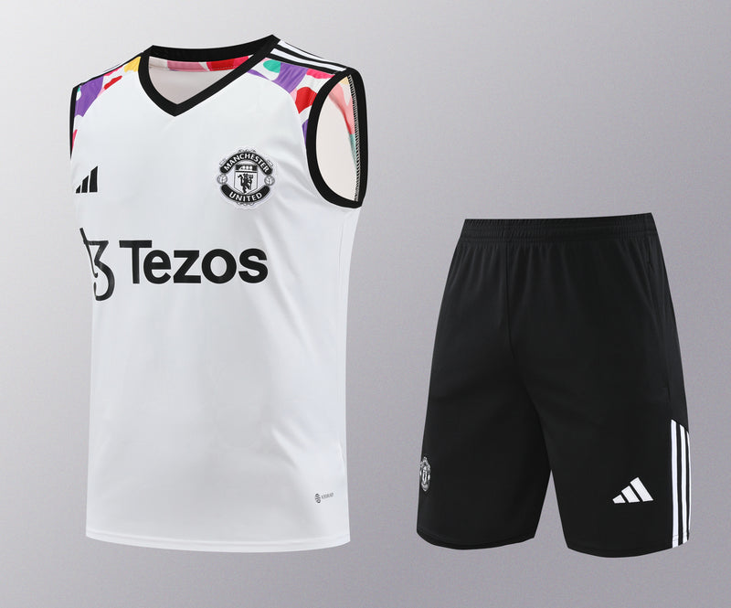 Kit Treino Manchester United 2023/24 Adidas - Branco