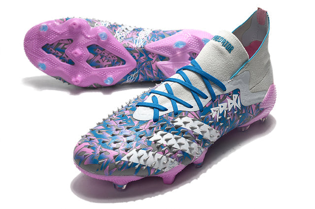 Chuteira Campo Adidas Predator Freak .1 FG Gray/Blue/Pink - Cano Alto