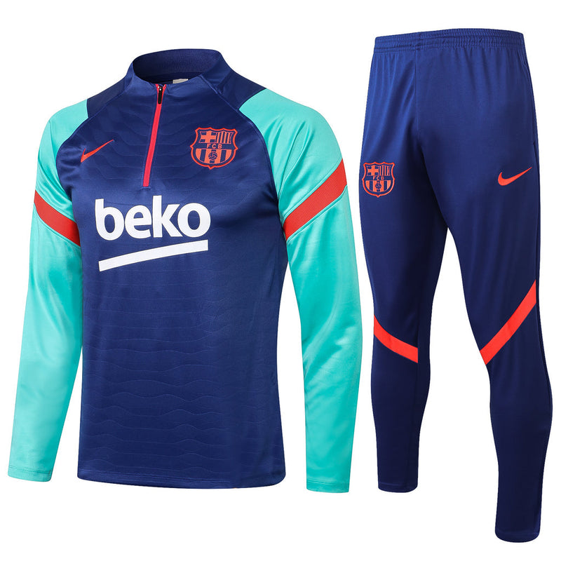 Conjunto Barcelona 21/22 Azul - Nike - Com Ziper