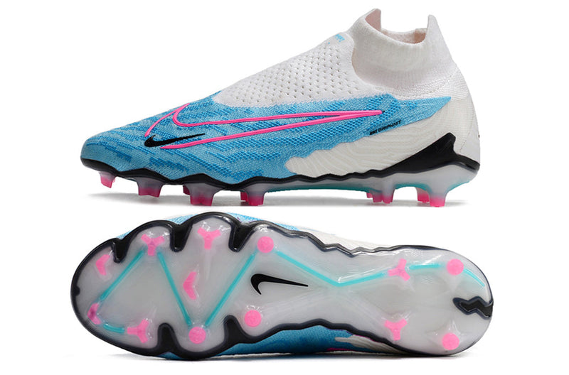 Chuteira Campo Nike Phantom GX Elite FG Branco/Azul - Cano Alto