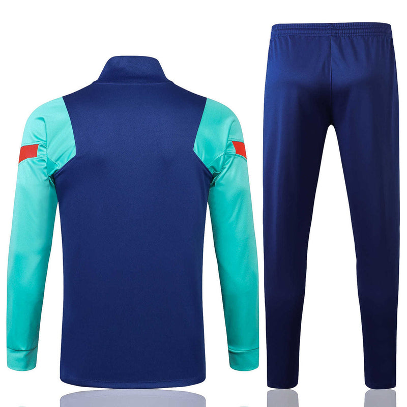 Conjunto Barcelona 21/22 Azul - Nike - Com Ziper