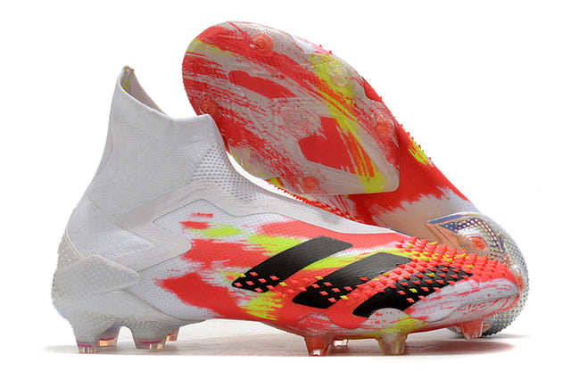 Chuteira Campo Adidas Predator Mutator + FG White/Red - Cano Alto