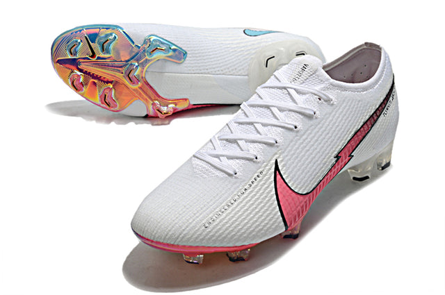 Chuteira Campo Nike Mercurial Vapor 13 Elite FG Branco/Rosa - Low