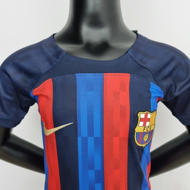 Kit Infantil Barcelona 22/23 Nike - Azul e Vermelho